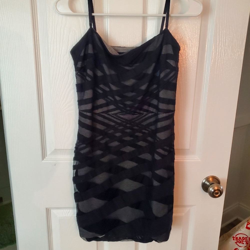 Robert Rodriguez Black and Gray Mesh Mini Dress